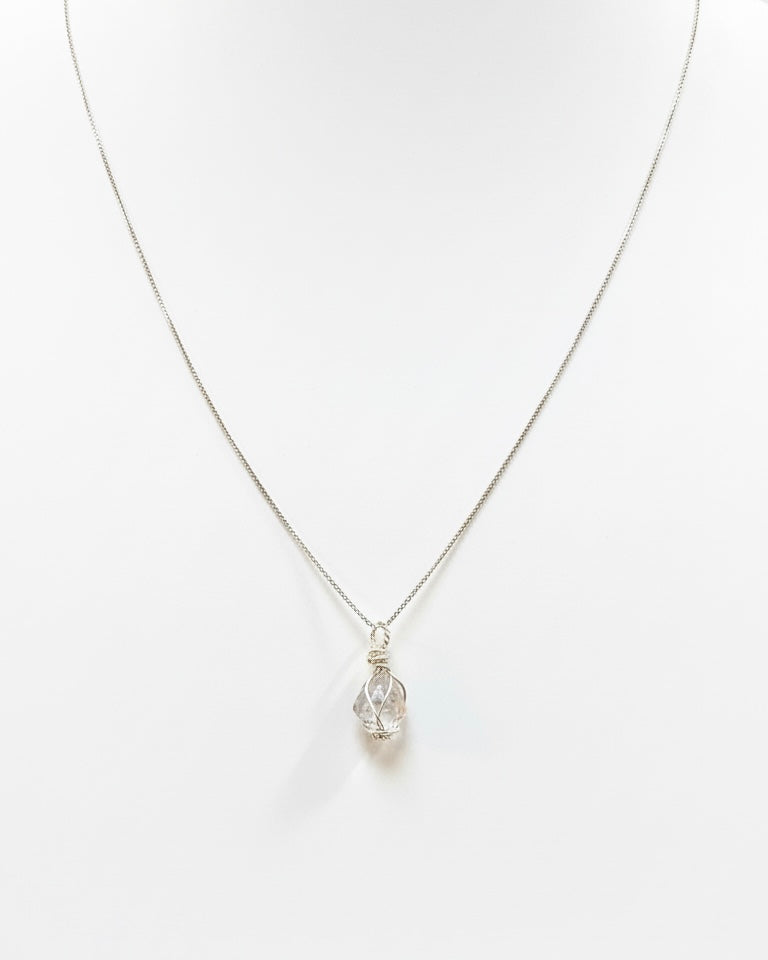 Collar Diamante Herkimer Plata