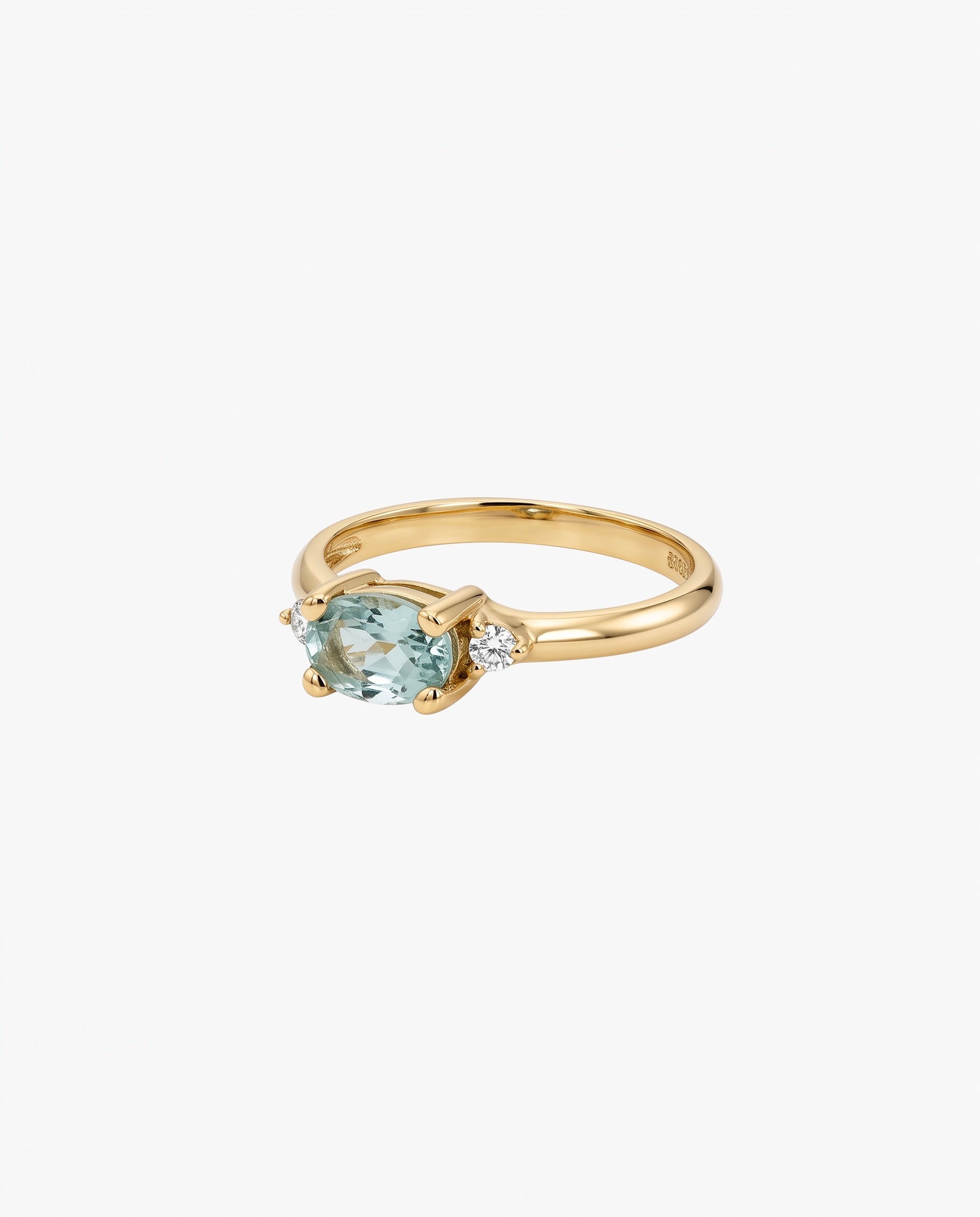 Anillo Topacio Celeste Oro 18K
