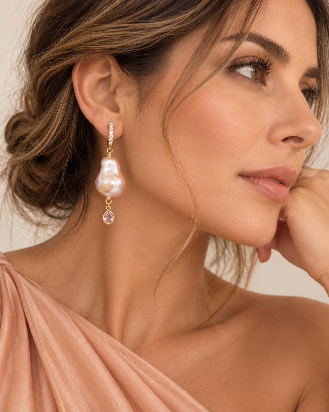 Aros Perlas Damasco