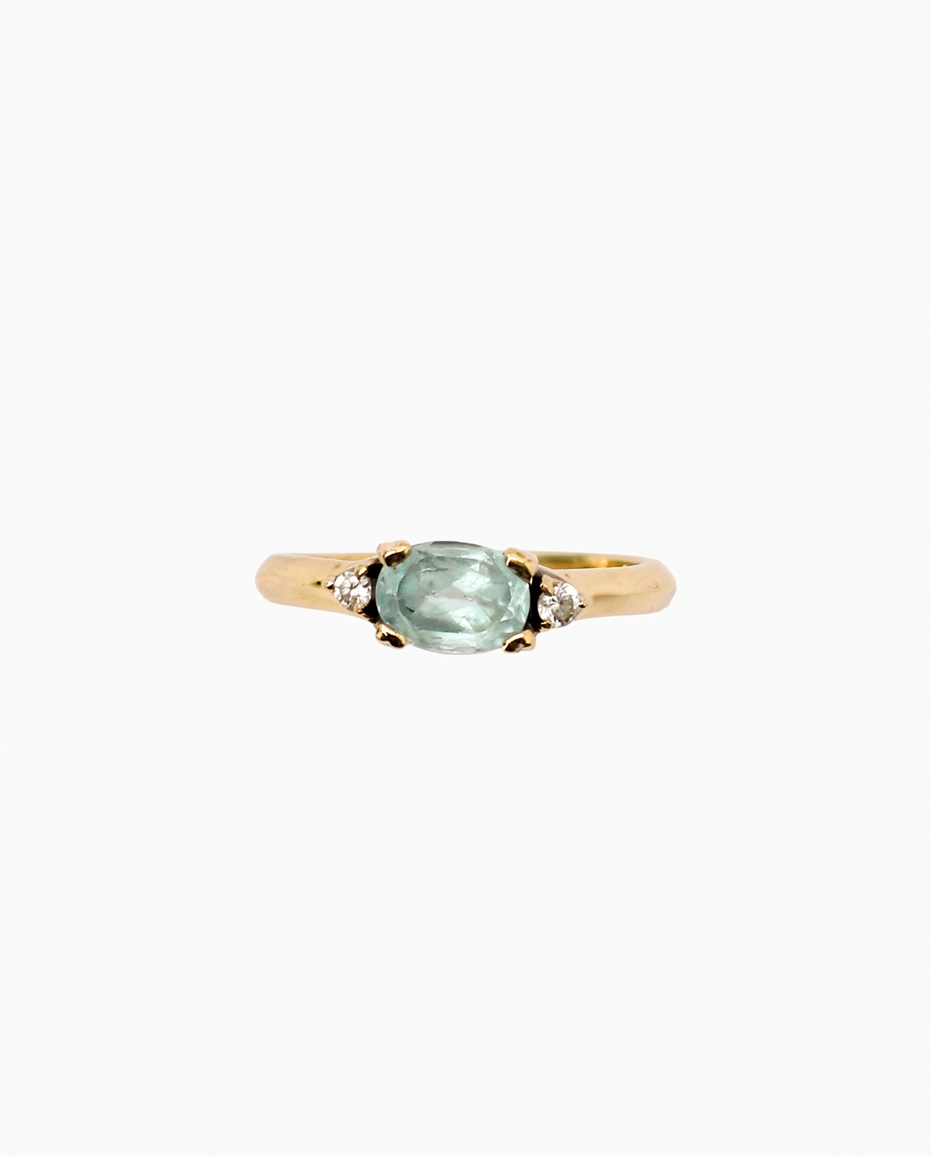 Anillo Topacio Celeste Oro 18K