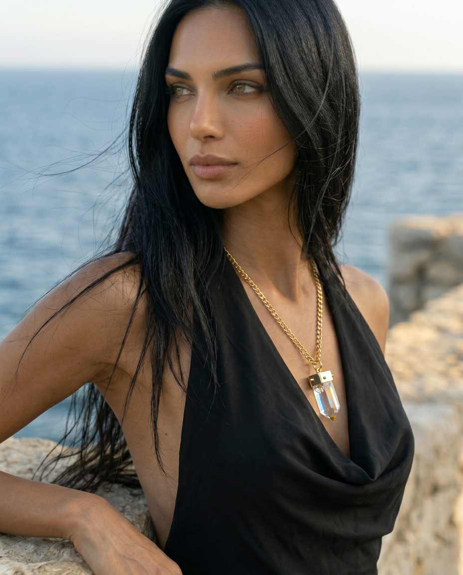 Collar Cuarzo Bronce