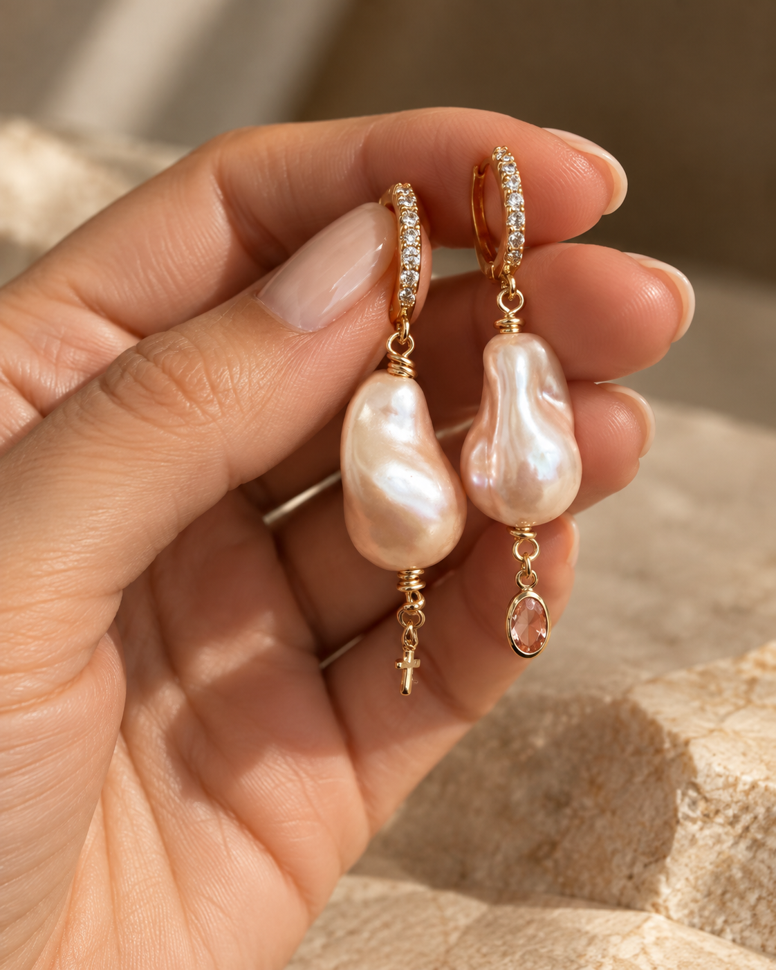 Aros Perlas Damasco
