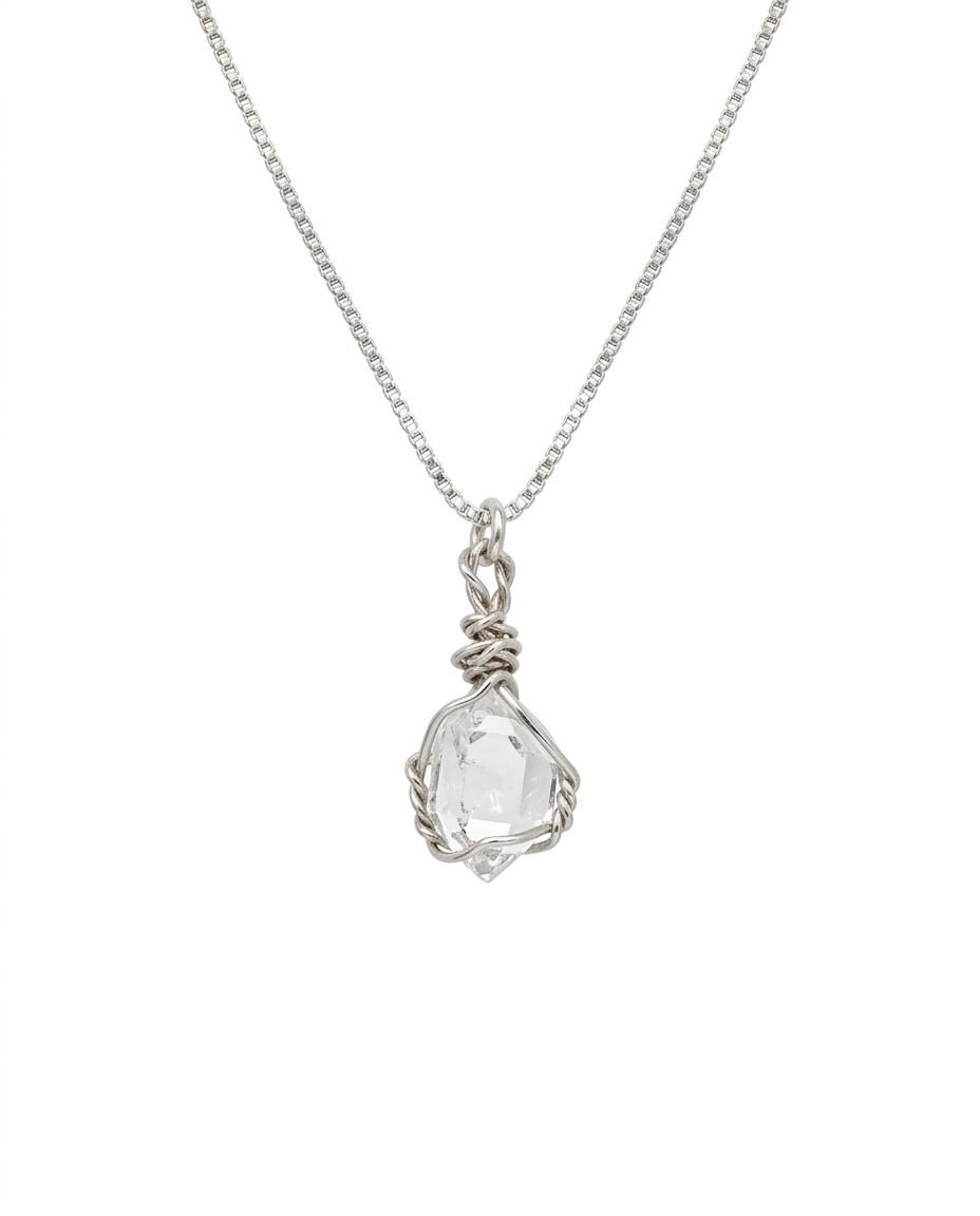 Collar Diamante Herkimer Plata