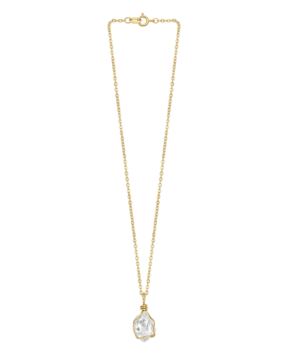 Collar Diamante Herkimer Oro