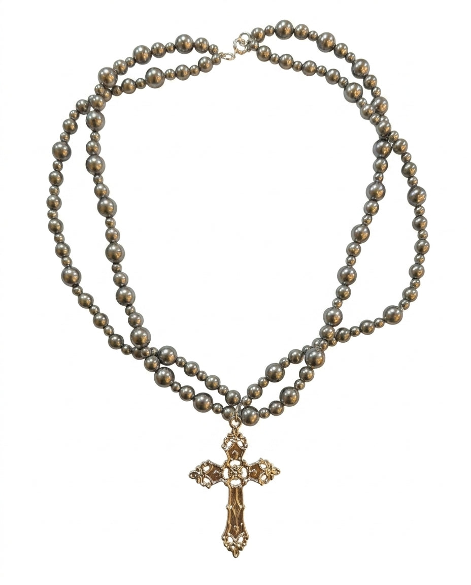 Collar Perlas Gris