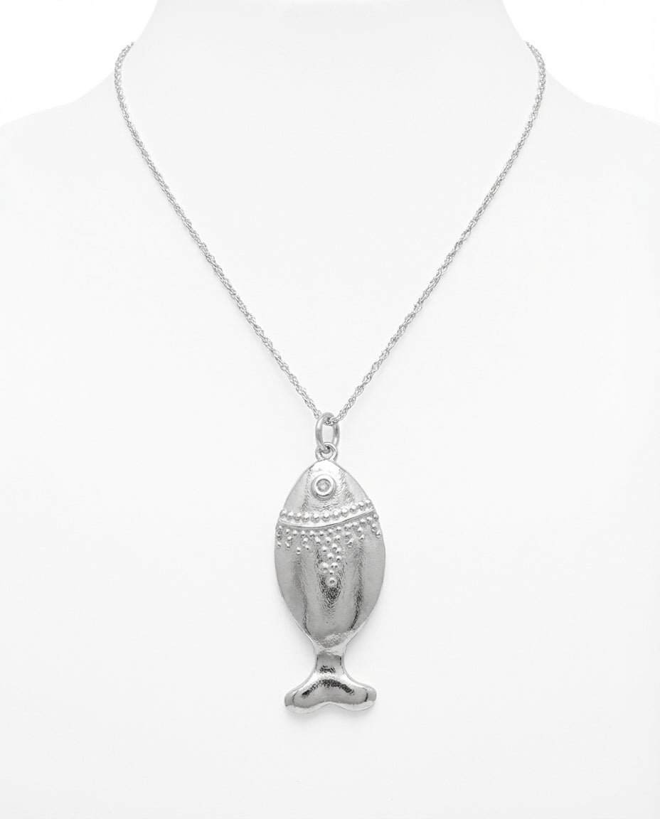 Collar Pez Aqua Silver
