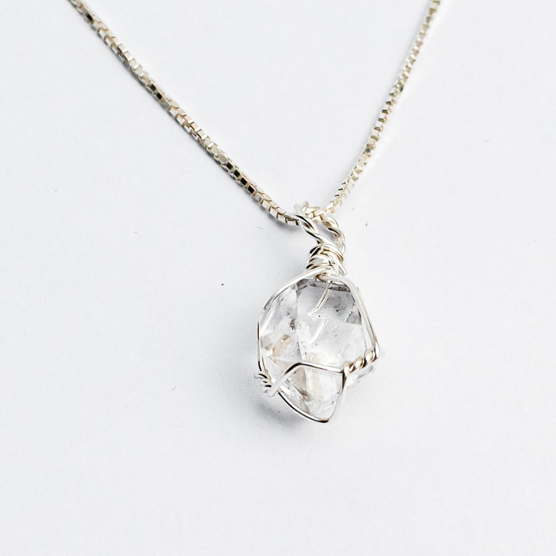 Collar Diamante Herkimer Plata