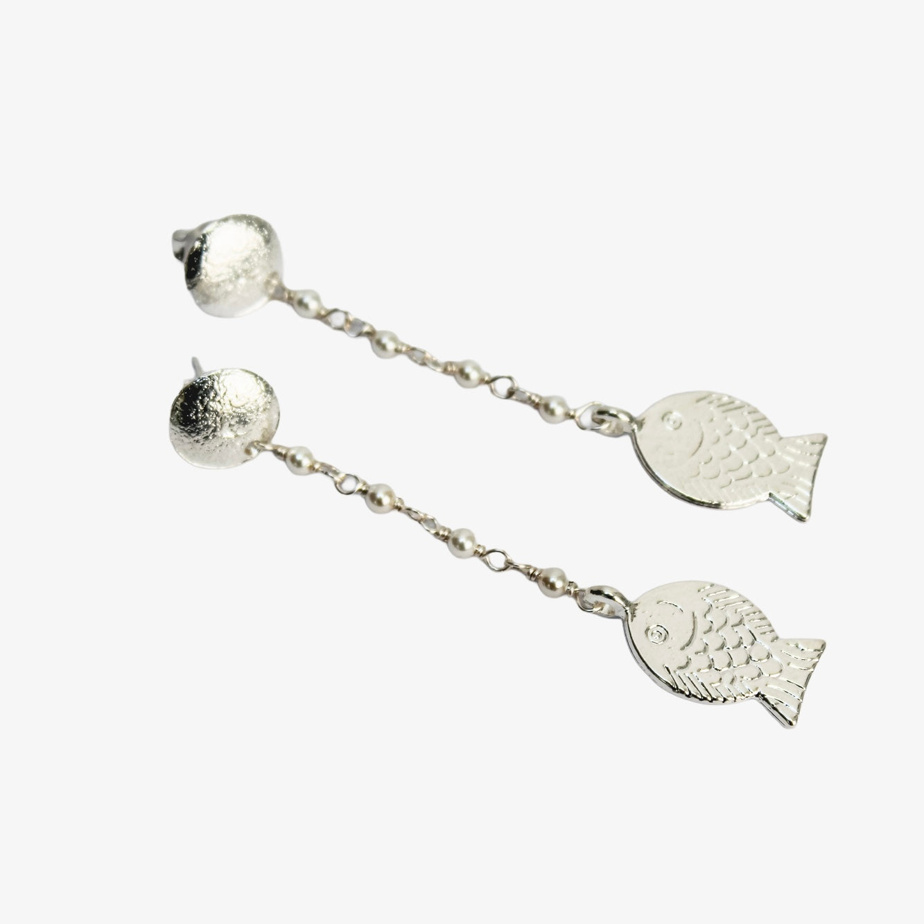 Aros Pez Perlitas Silver