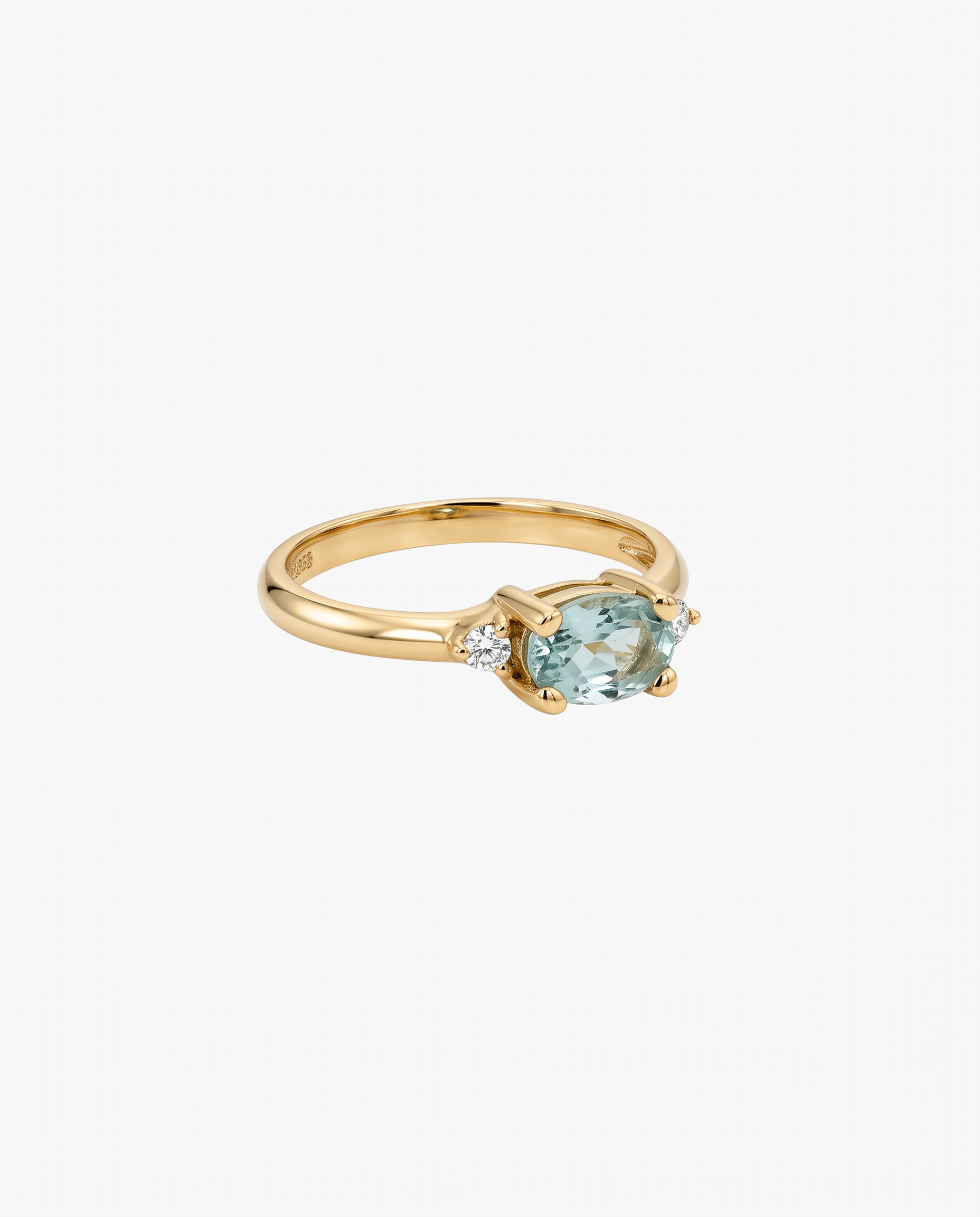 Anillo Topacio Celeste Oro 18K