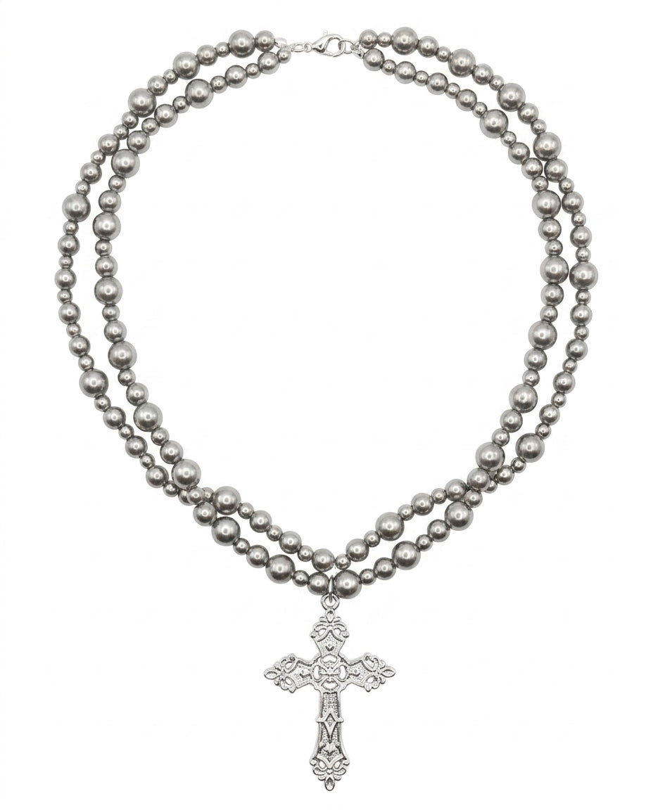 Collar Perlas Gris