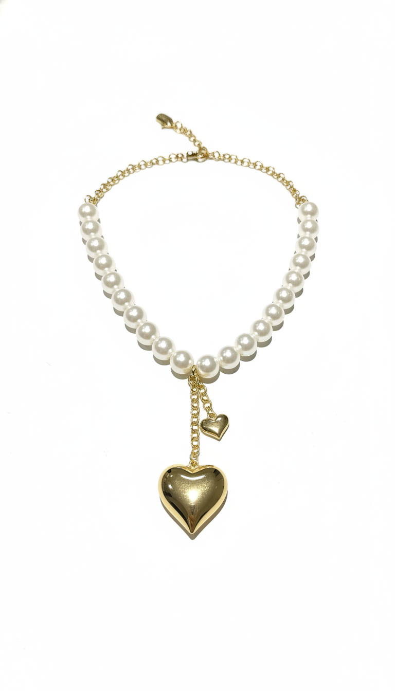 Collar Corazón Perlas