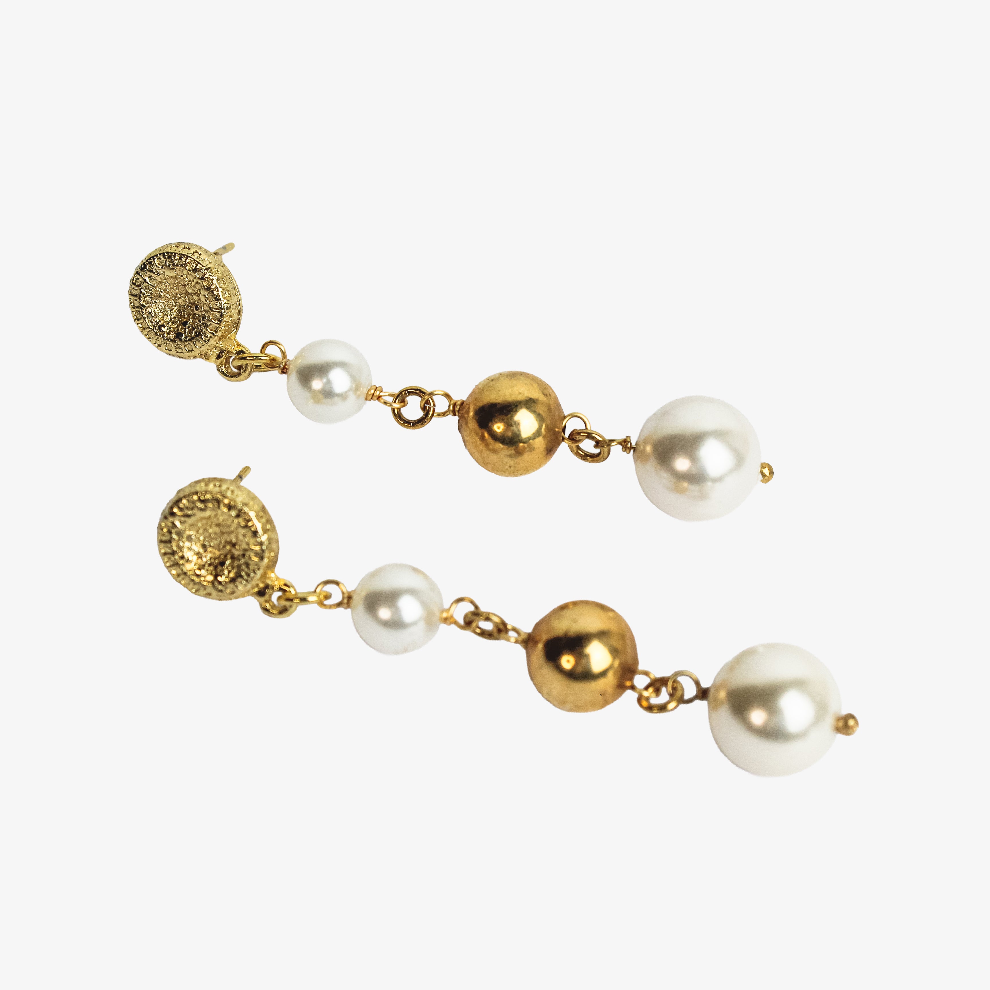 Aros Cascada Perlas Oro