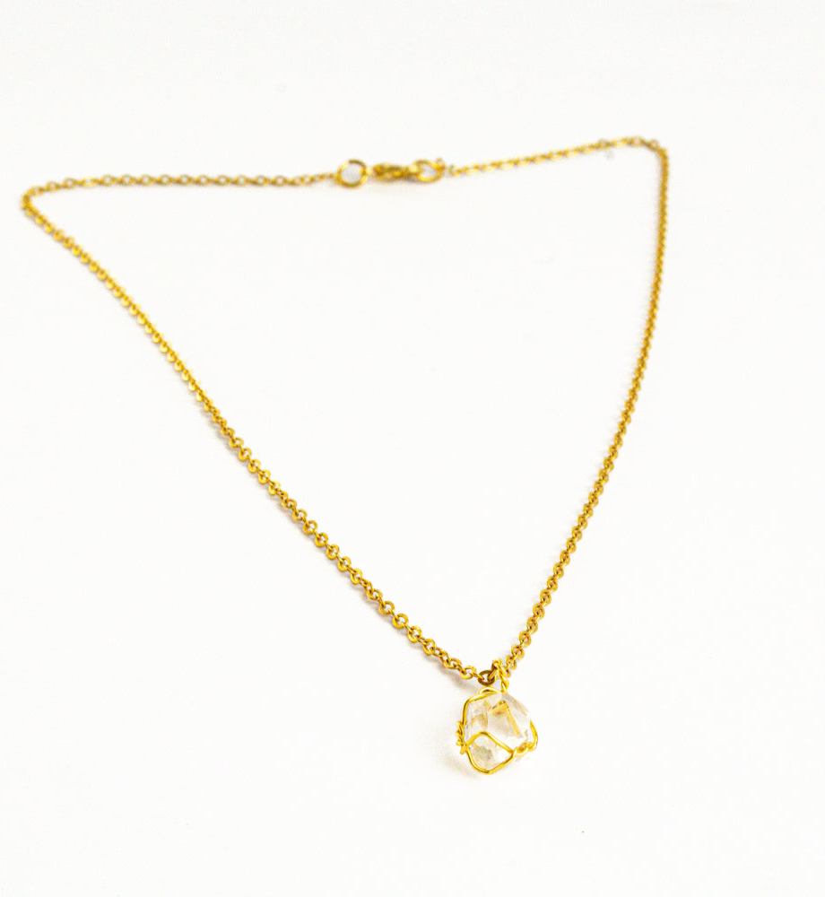Collar Diamante Herkimer Oro