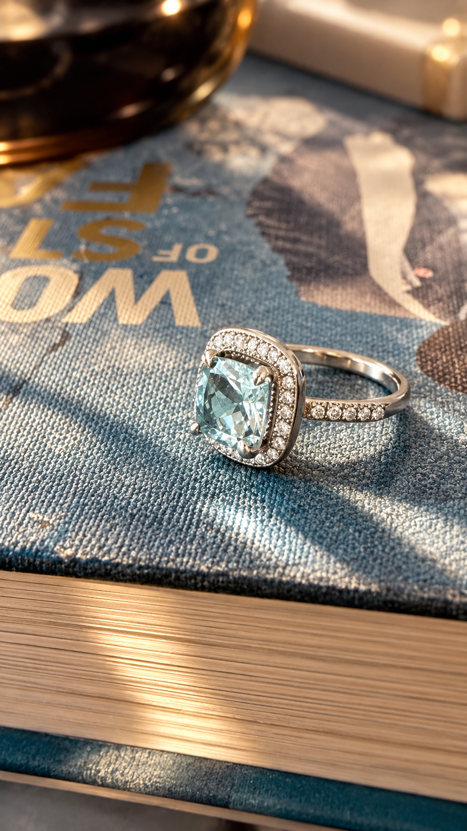 Anillo Agua Marina Platino