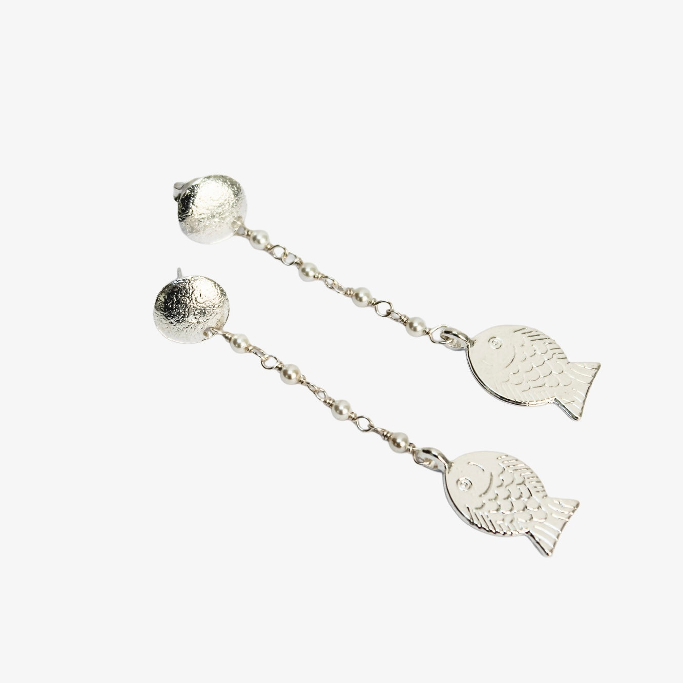 Aros Pez Perlitas Silver