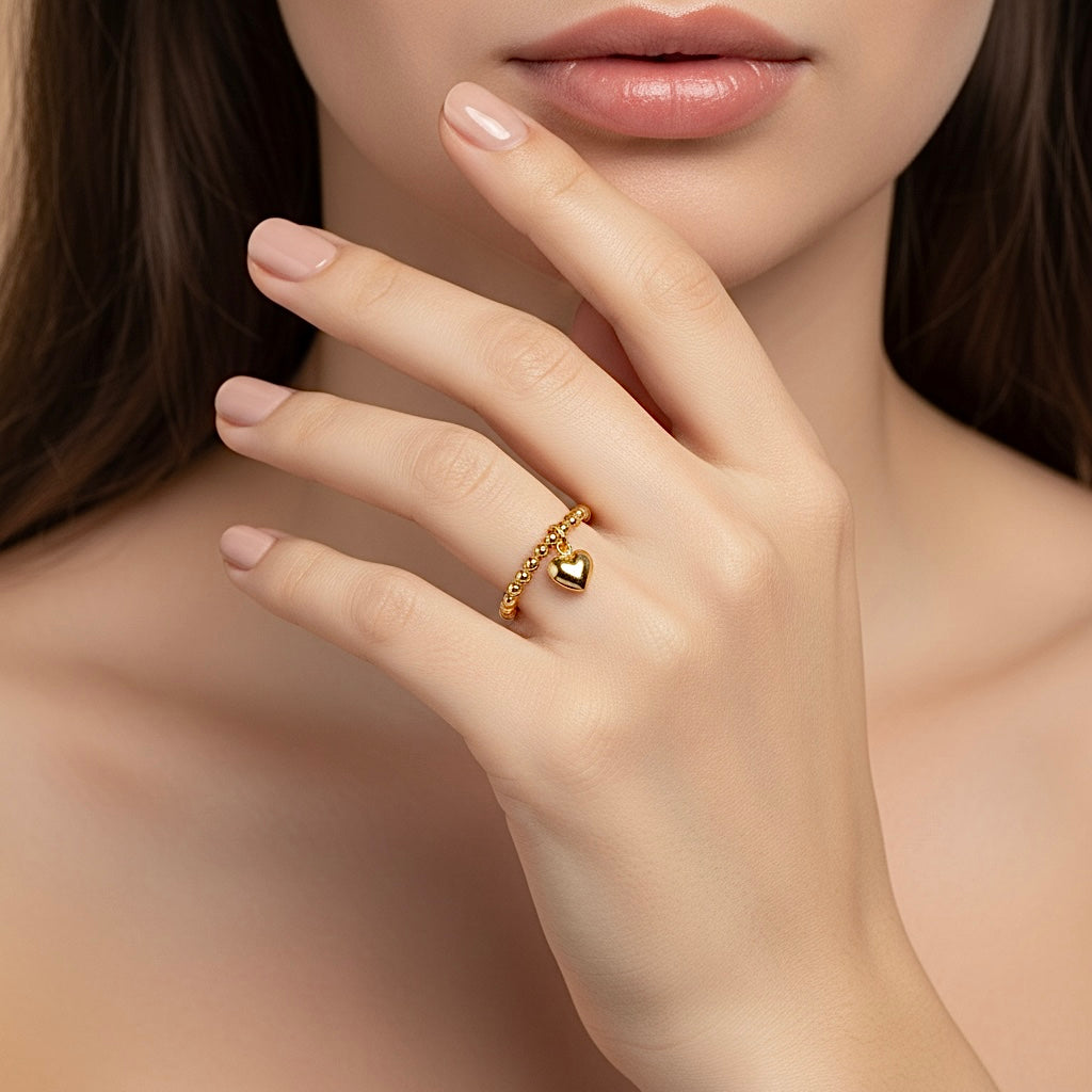 Anillo Corazón Bolitas