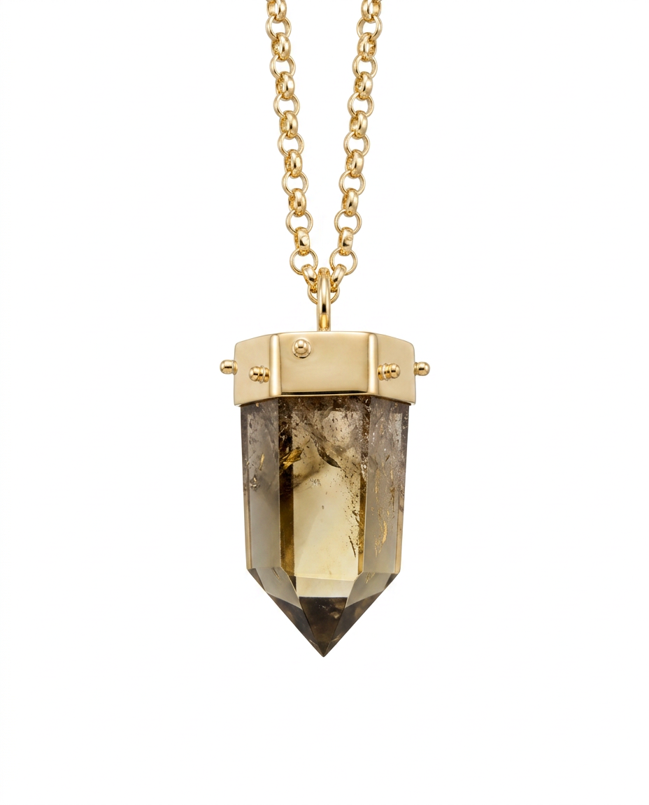 Collar Cuarzo Bronce