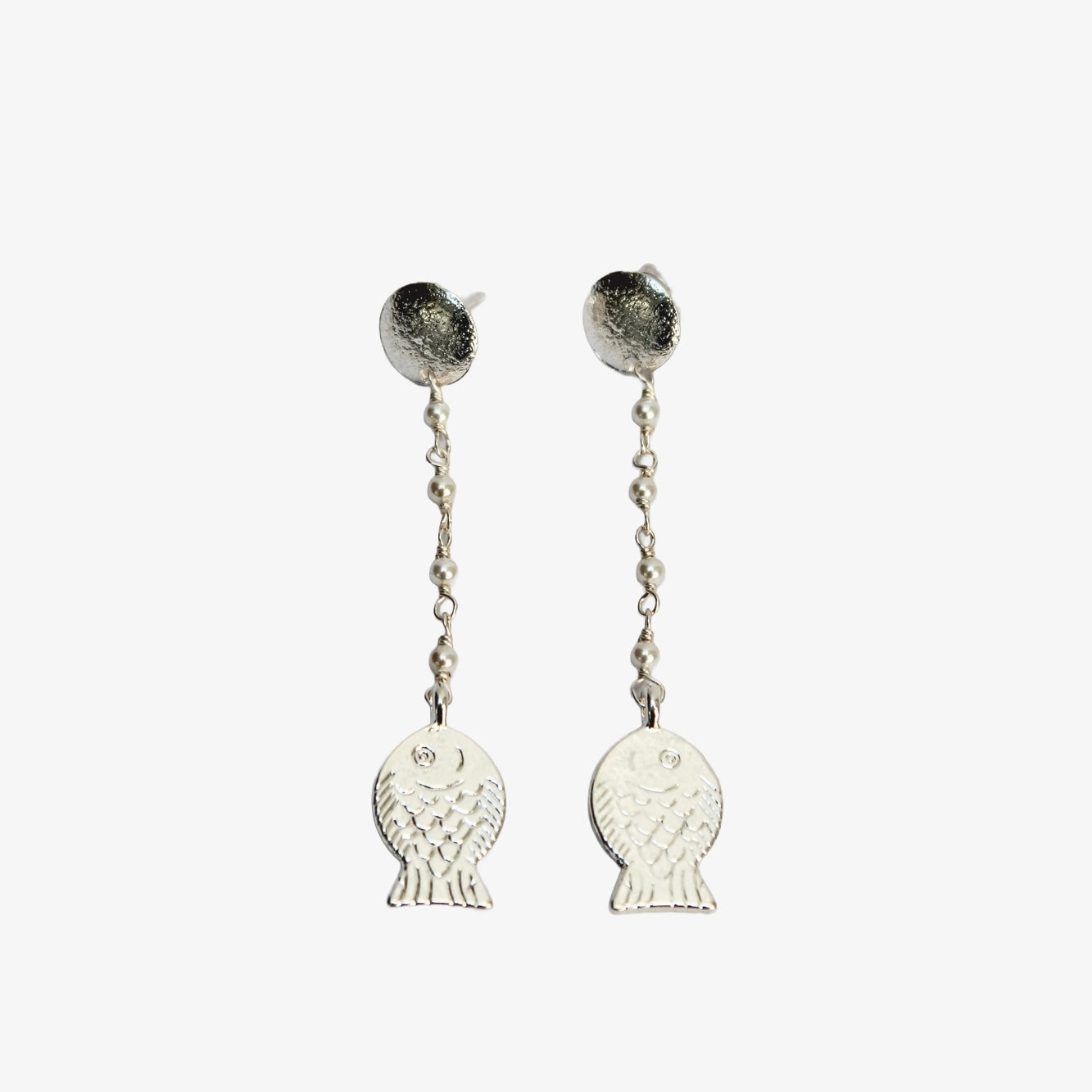 Aros Pez Perlitas Silver