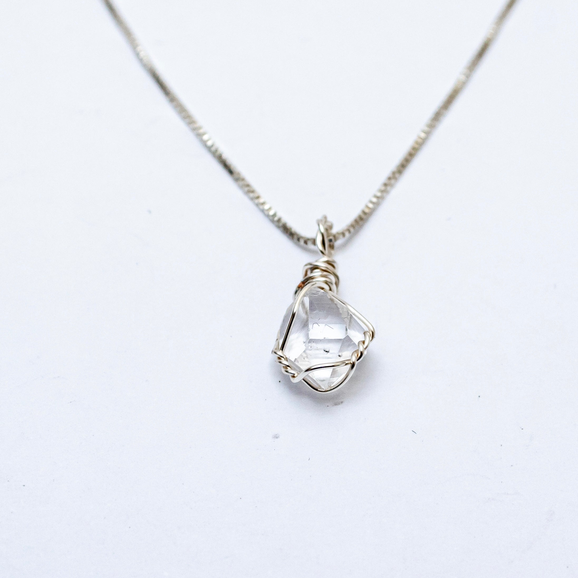 Collar Diamante Herkimer Plata