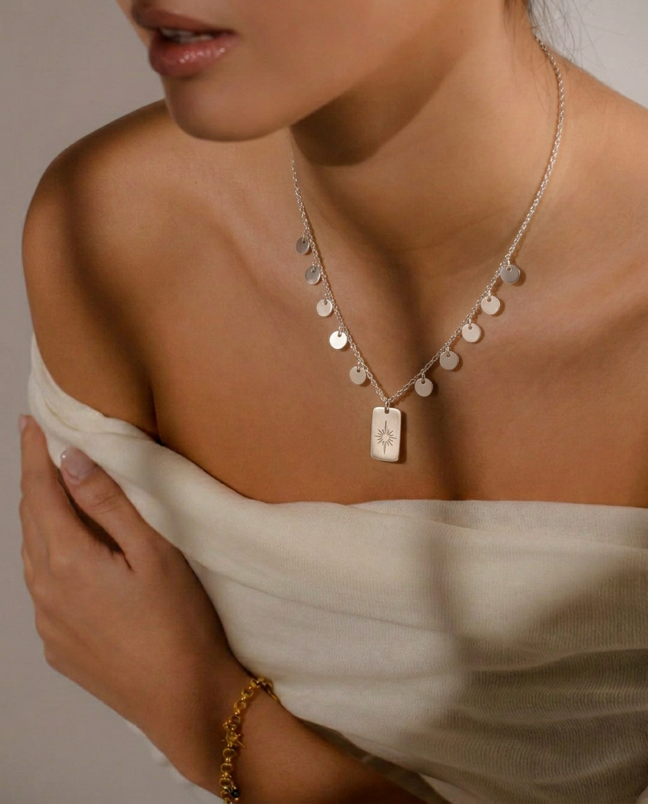 Collar Placas Silver