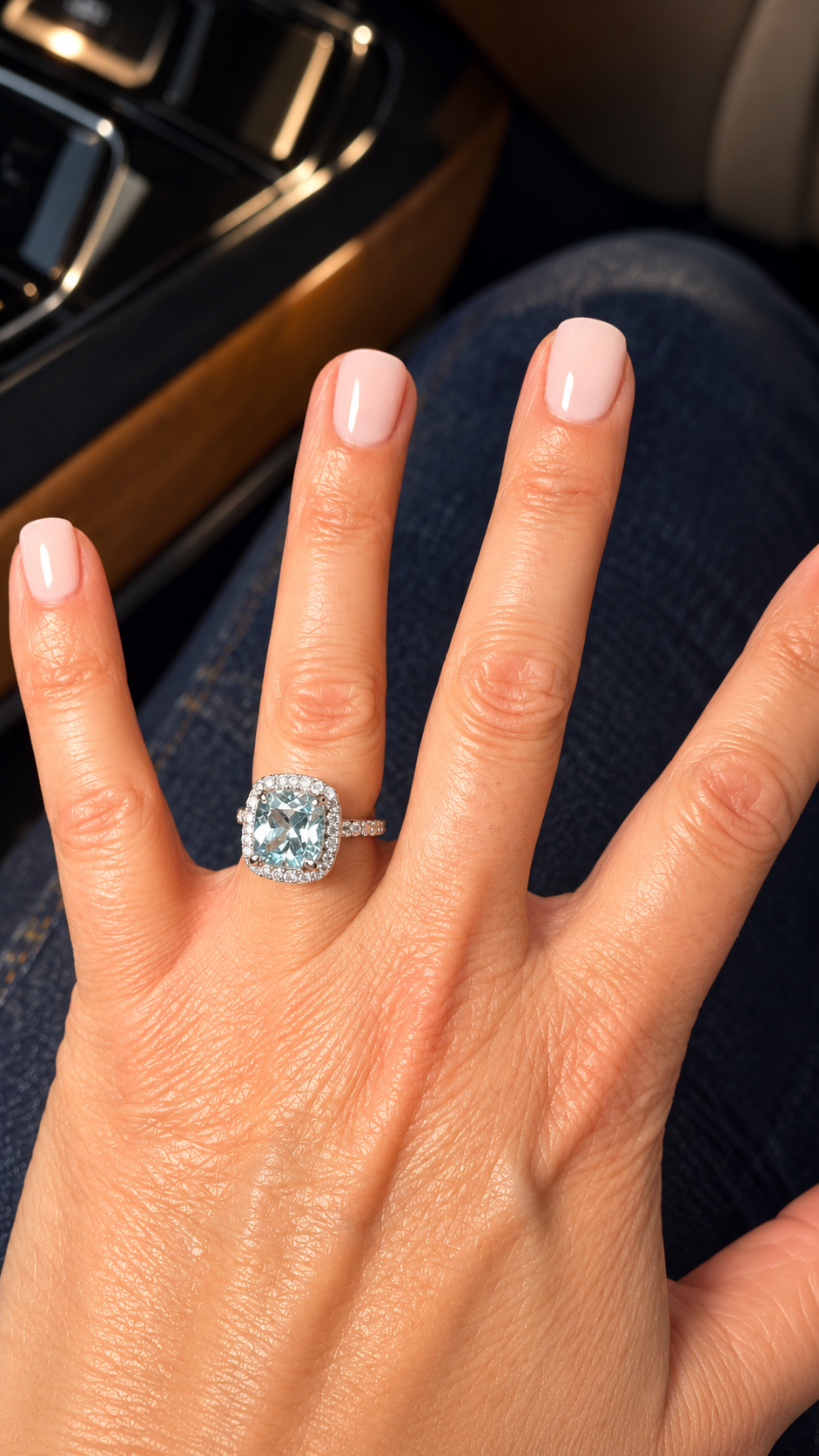 Anillo Agua Marina Platino