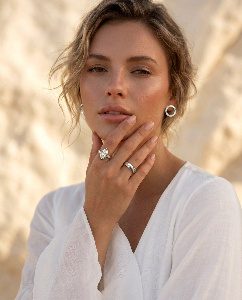 Anillo Herkimer Plata