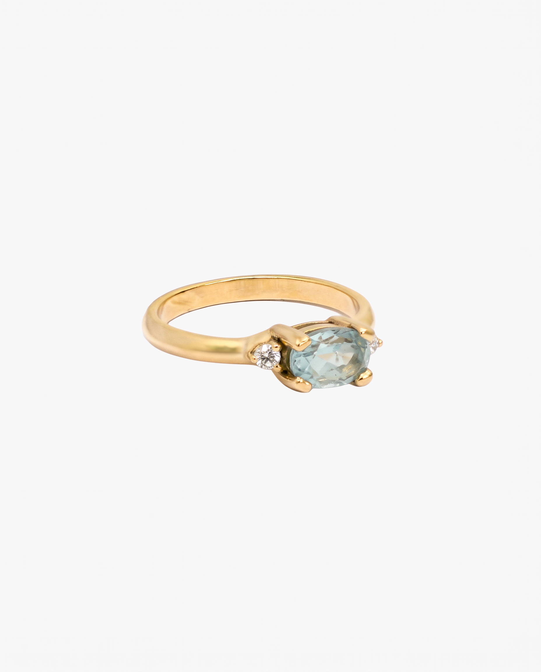 Anillo Topacio Celeste Oro 18K