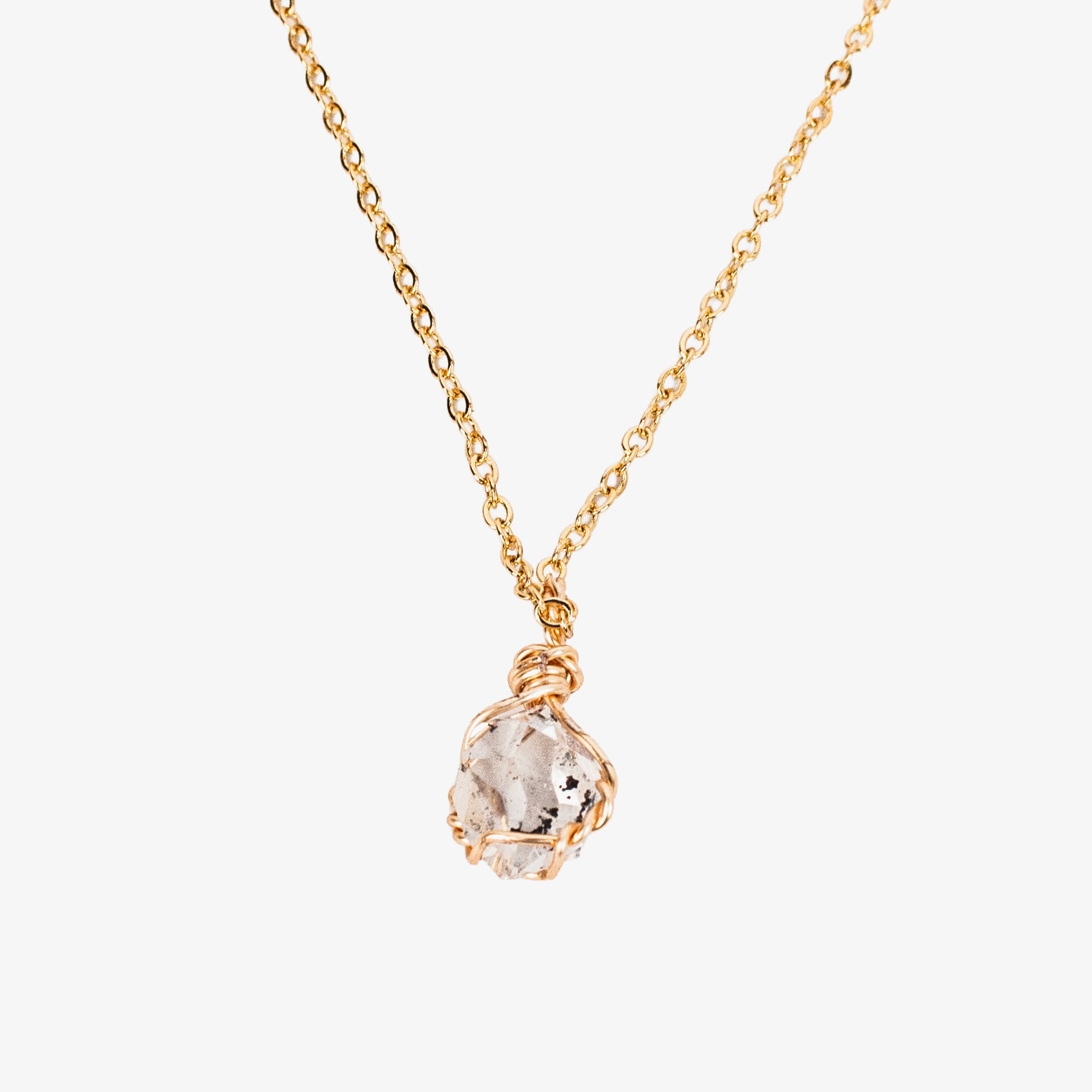 Collar Diamante Herkimer Oro