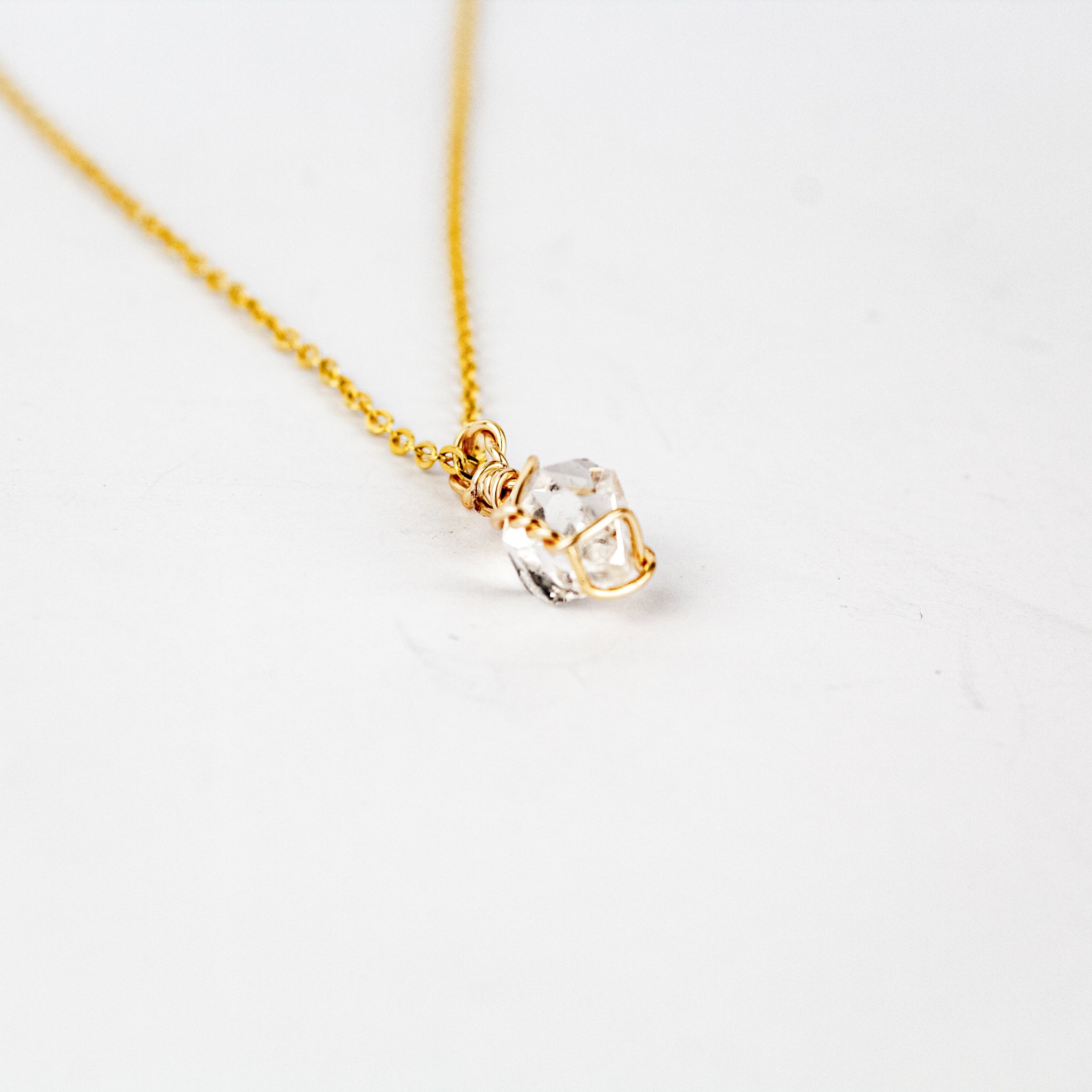 Collar Diamante Herkimer Oro