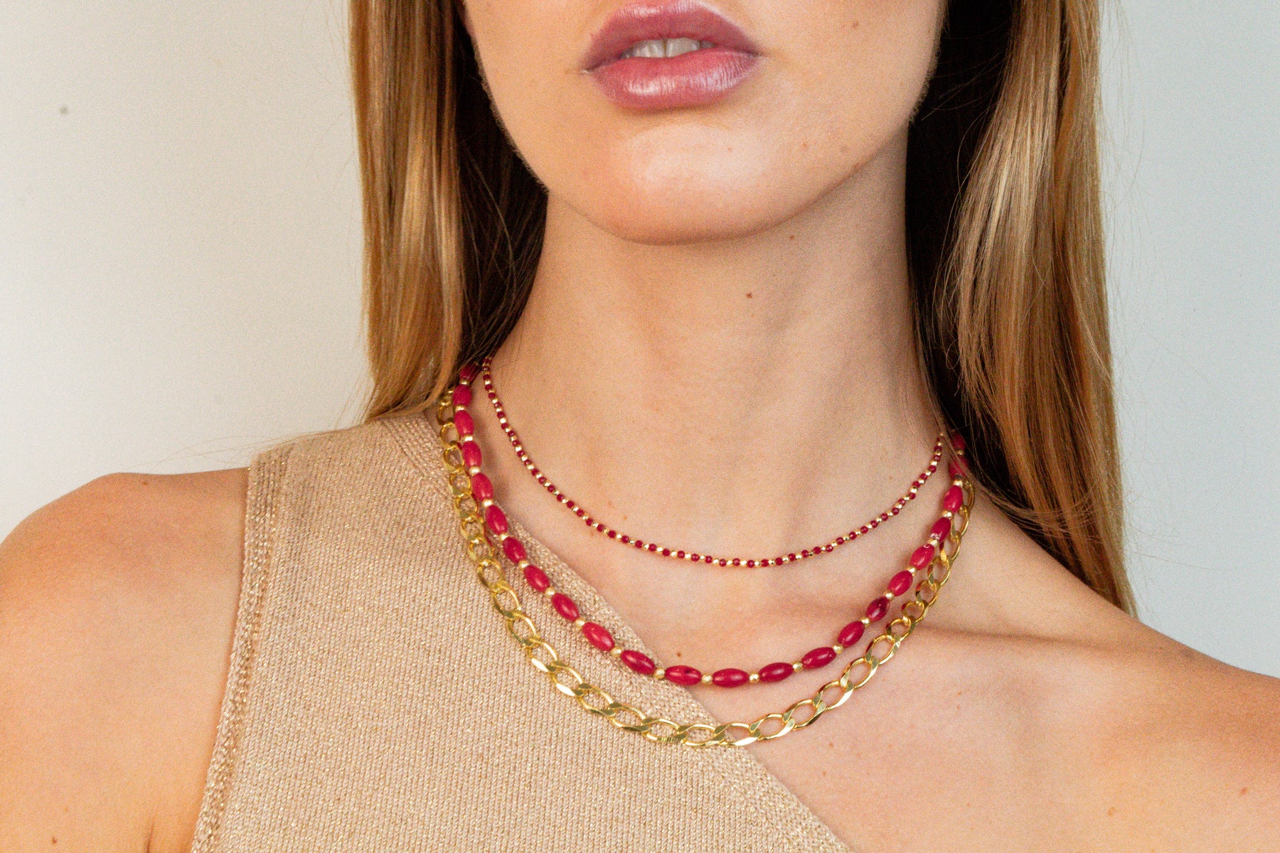 Collar Coral Ovalado