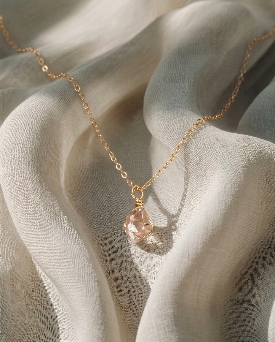 Collar Diamante Herkimer Oro