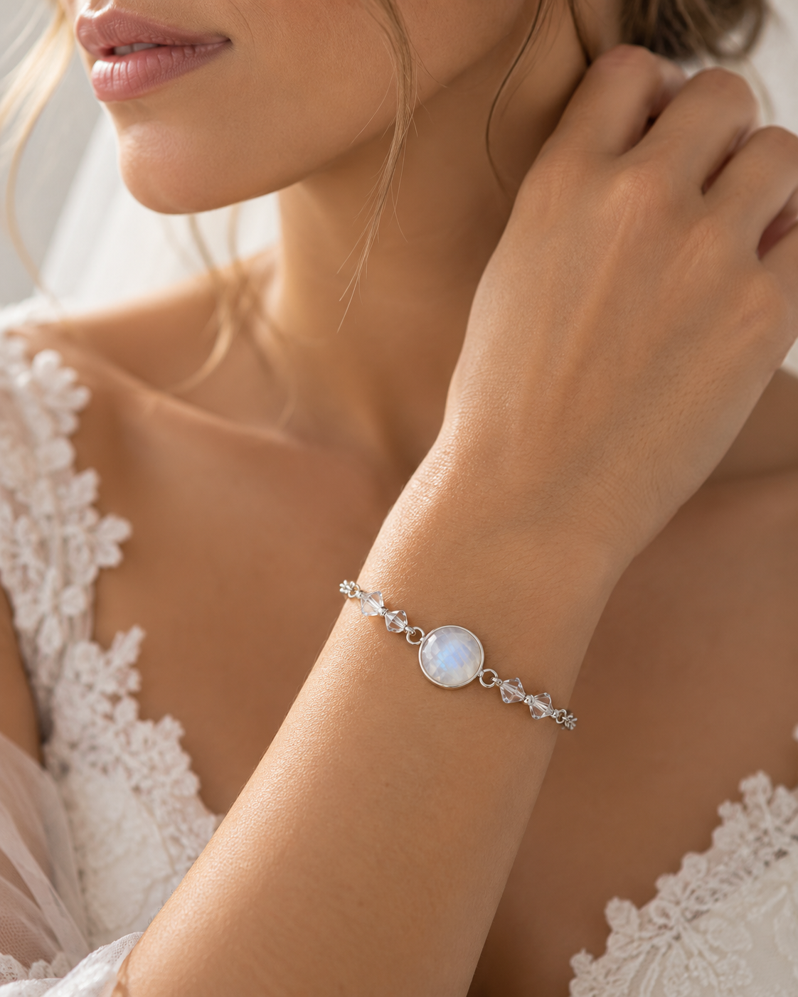 Pulsera Piedra Luna Plata