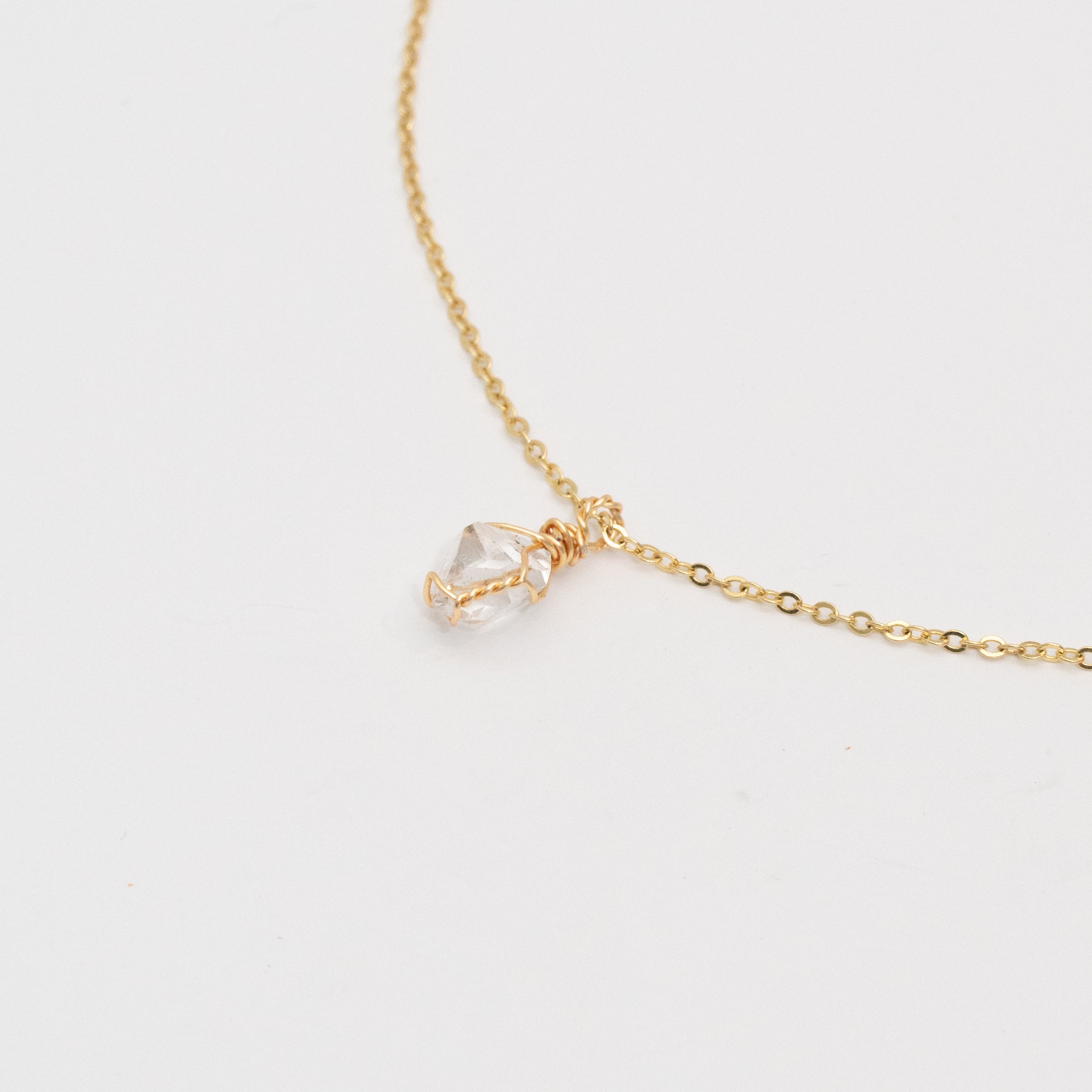 Collar Diamante Herkimer Oro