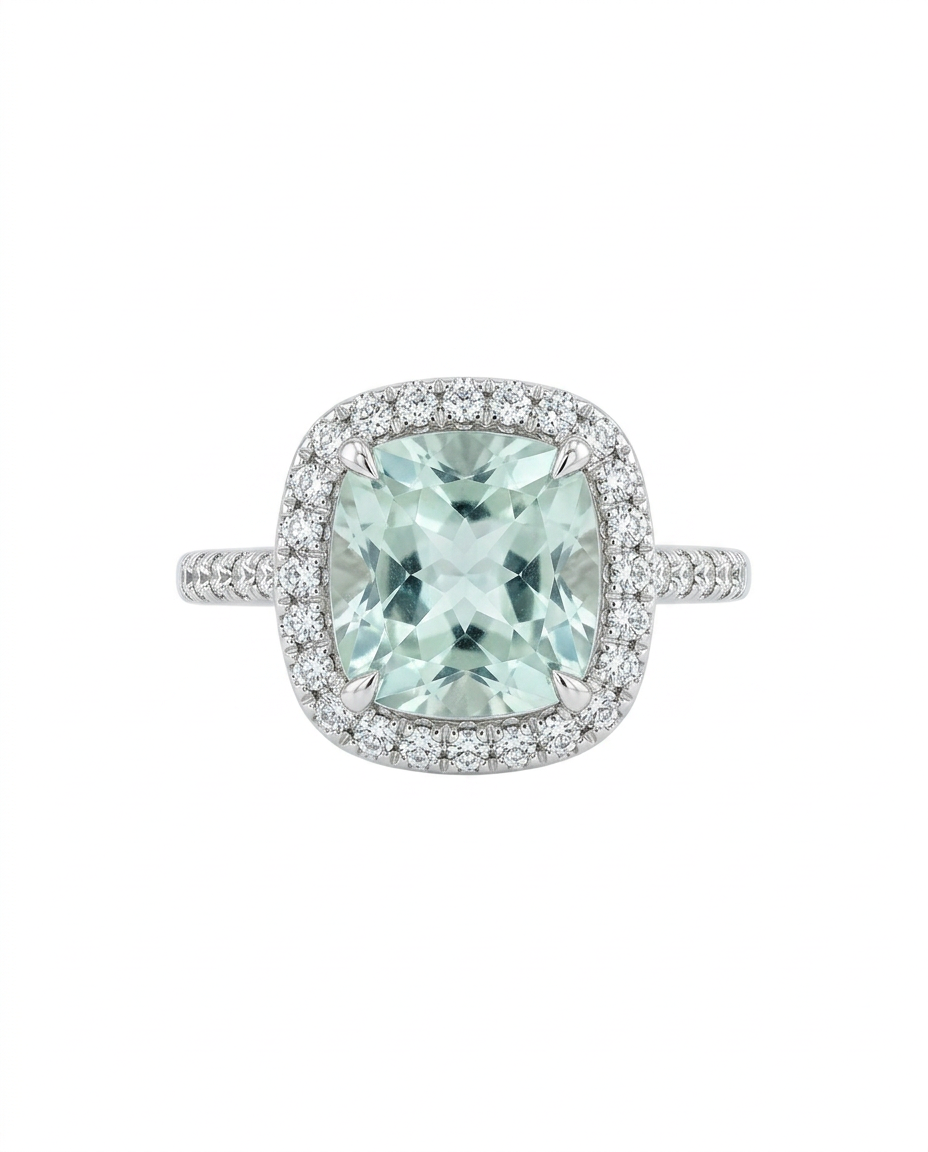 Anillo Agua Marina Platino