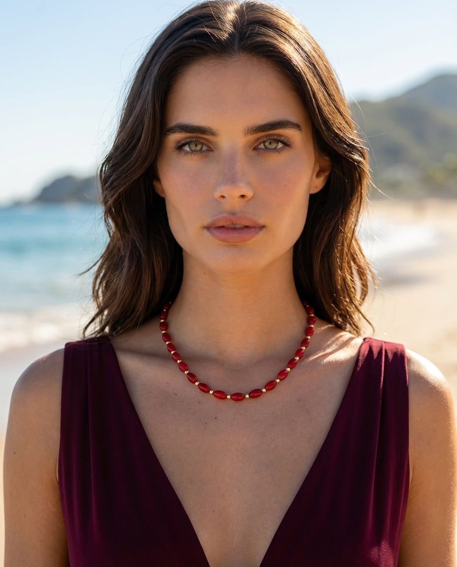 Collar Coral Ovalado