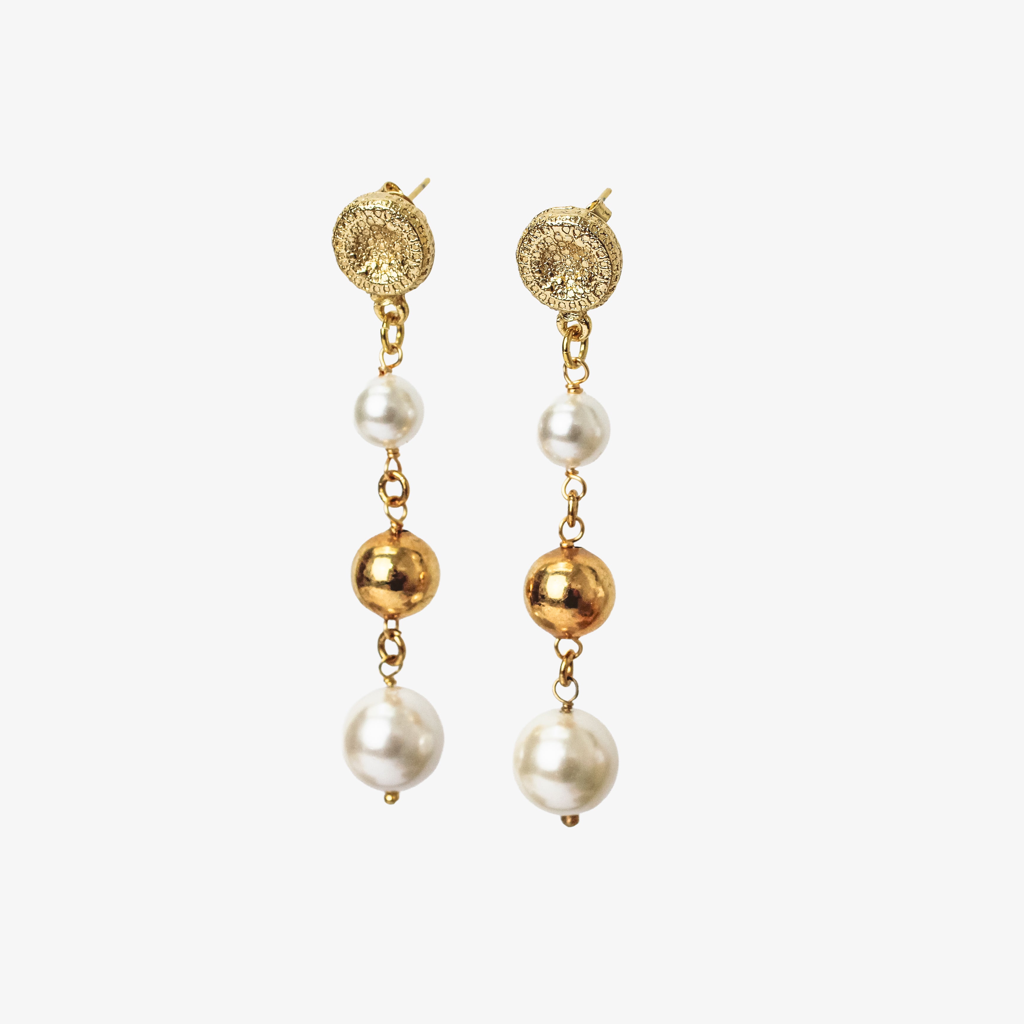 Aros Cascada Perlas Oro