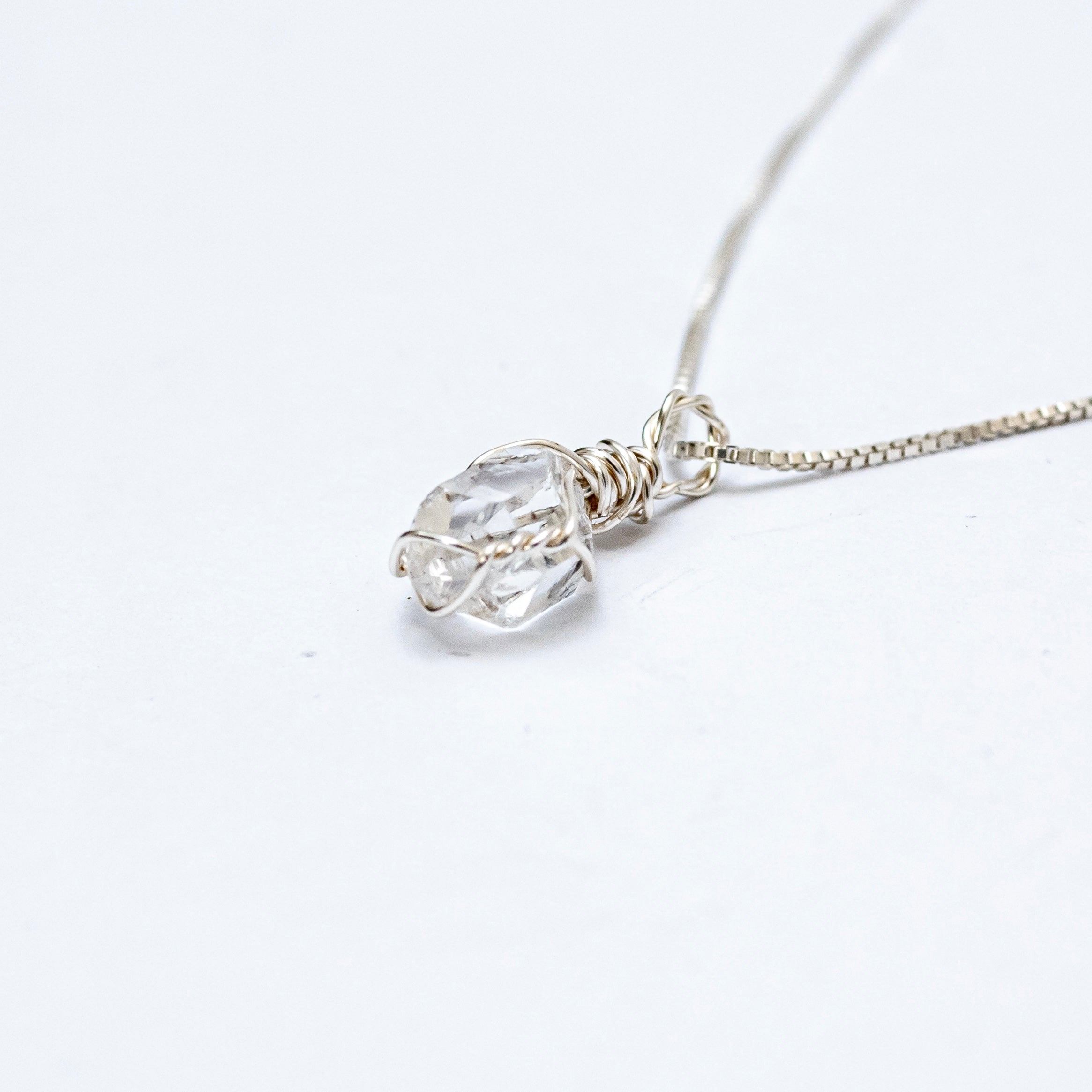 Collar Diamante Herkimer Plata