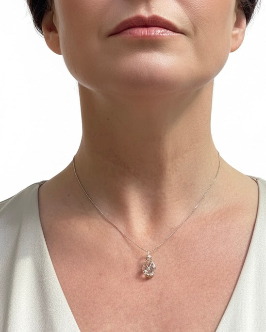 Collar Diamante Herkimer Plata