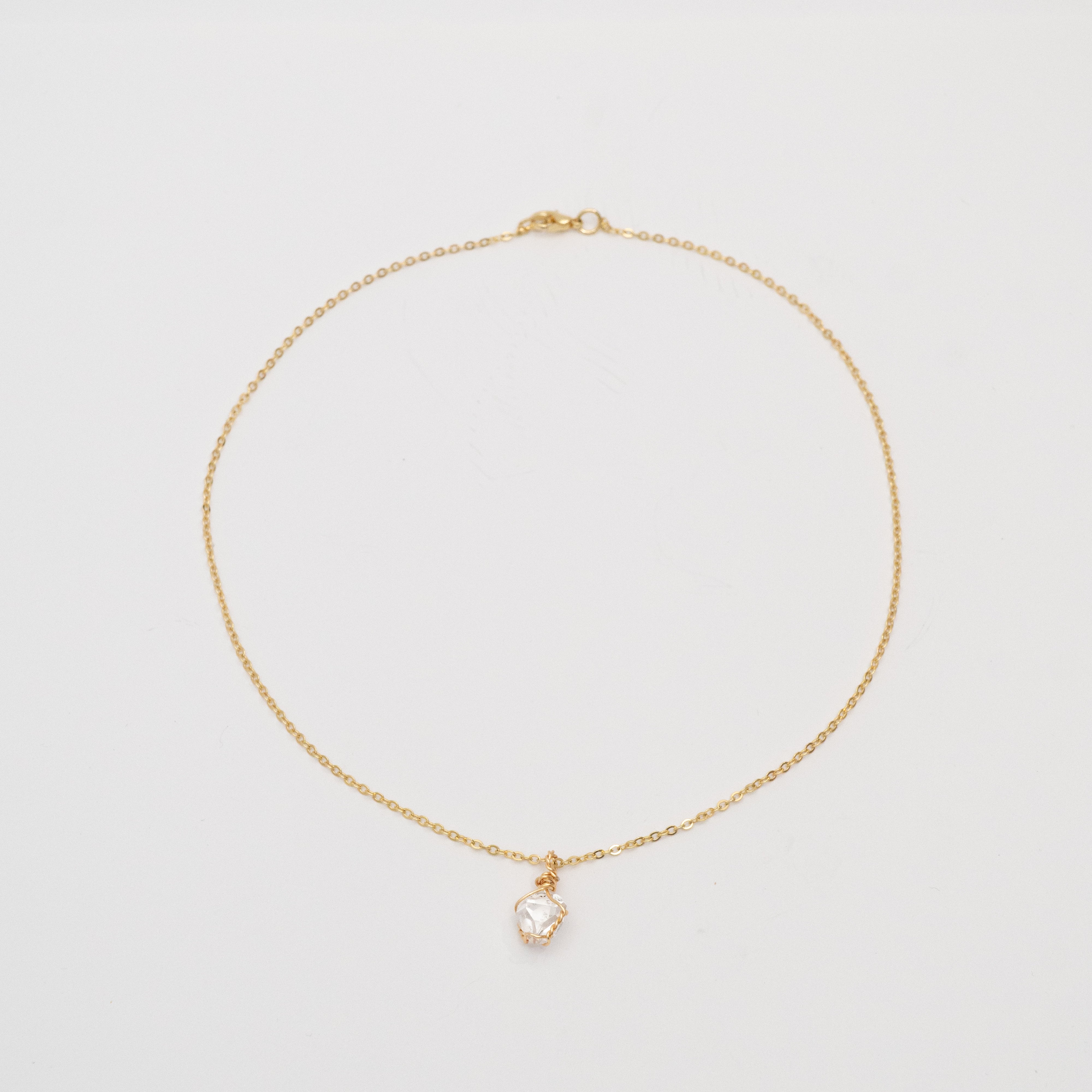 Collar Diamante Herkimer Oro