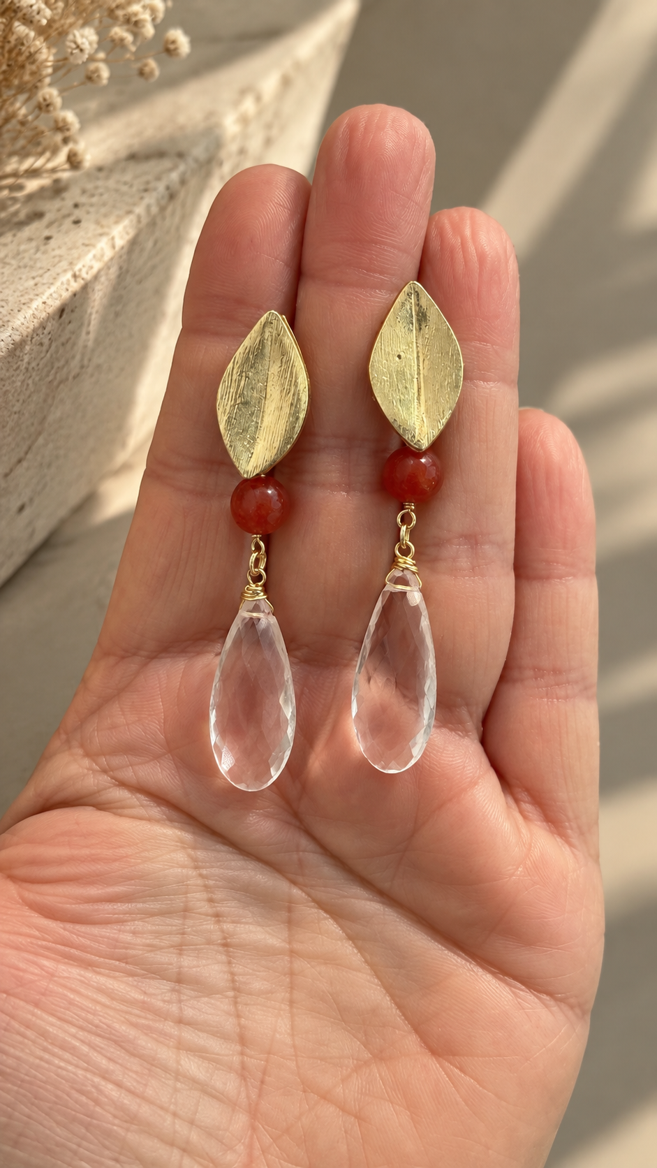 Aros Ágatas Naranjas & Cuarzo