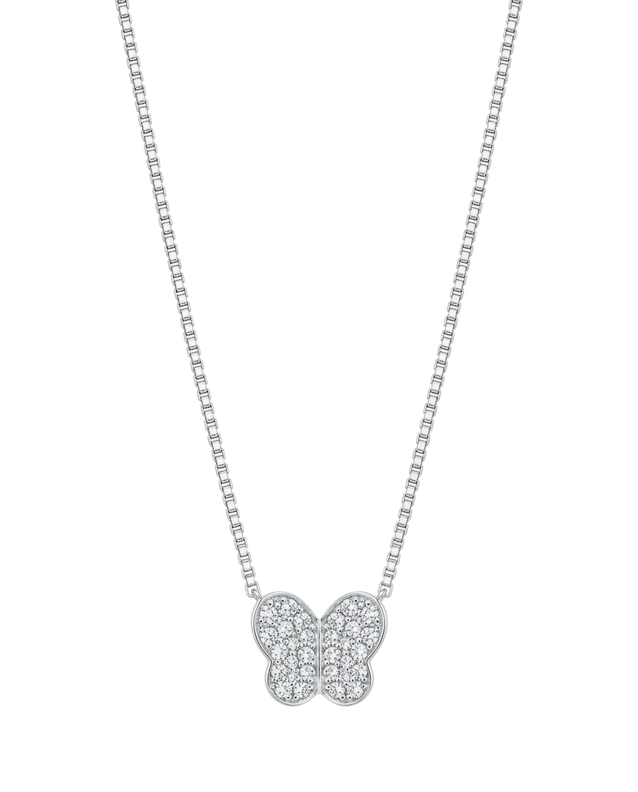Collar Mariposa Oro Blanco