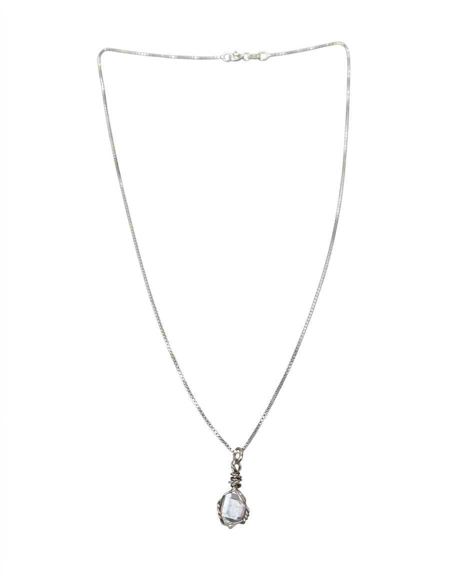 Collar Diamante Herkimer Plata