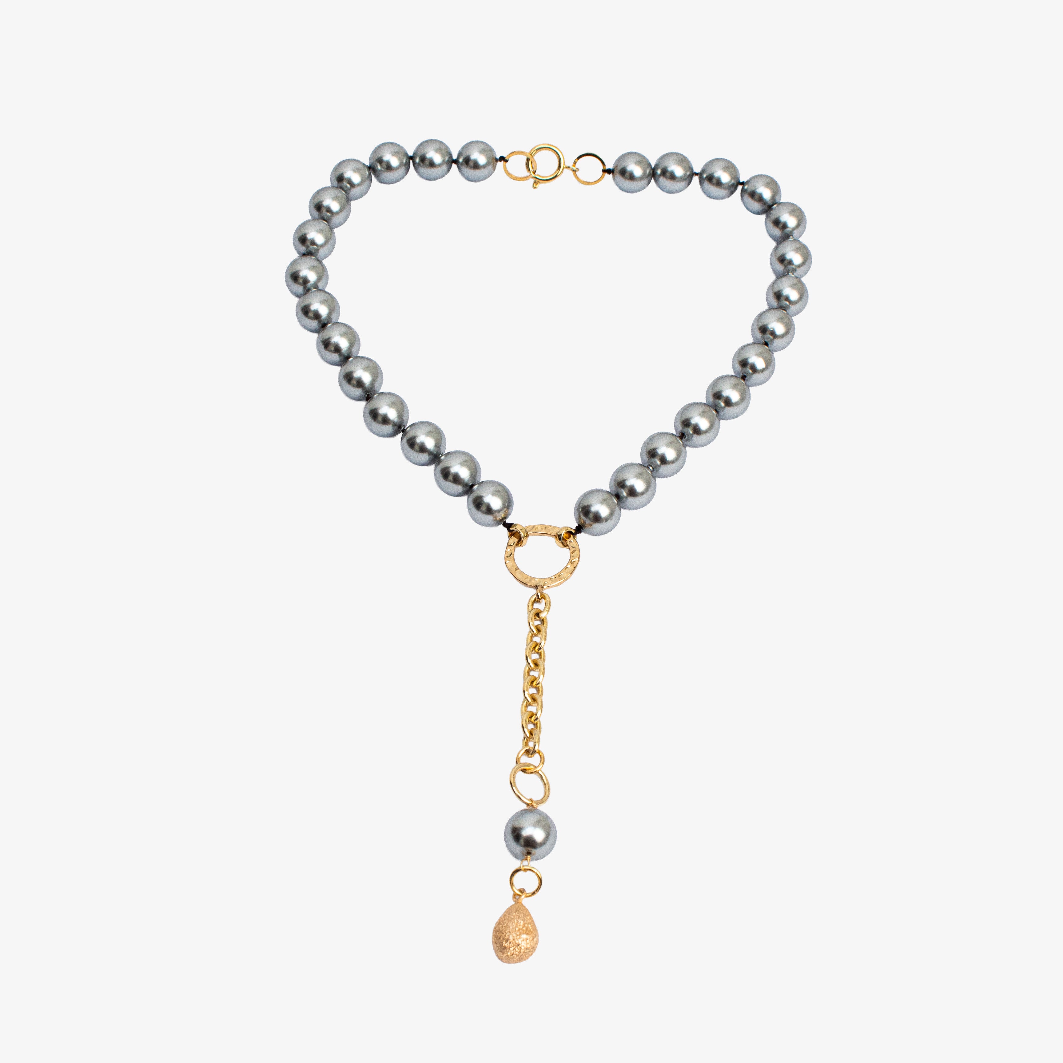 Collar Perlas Grises