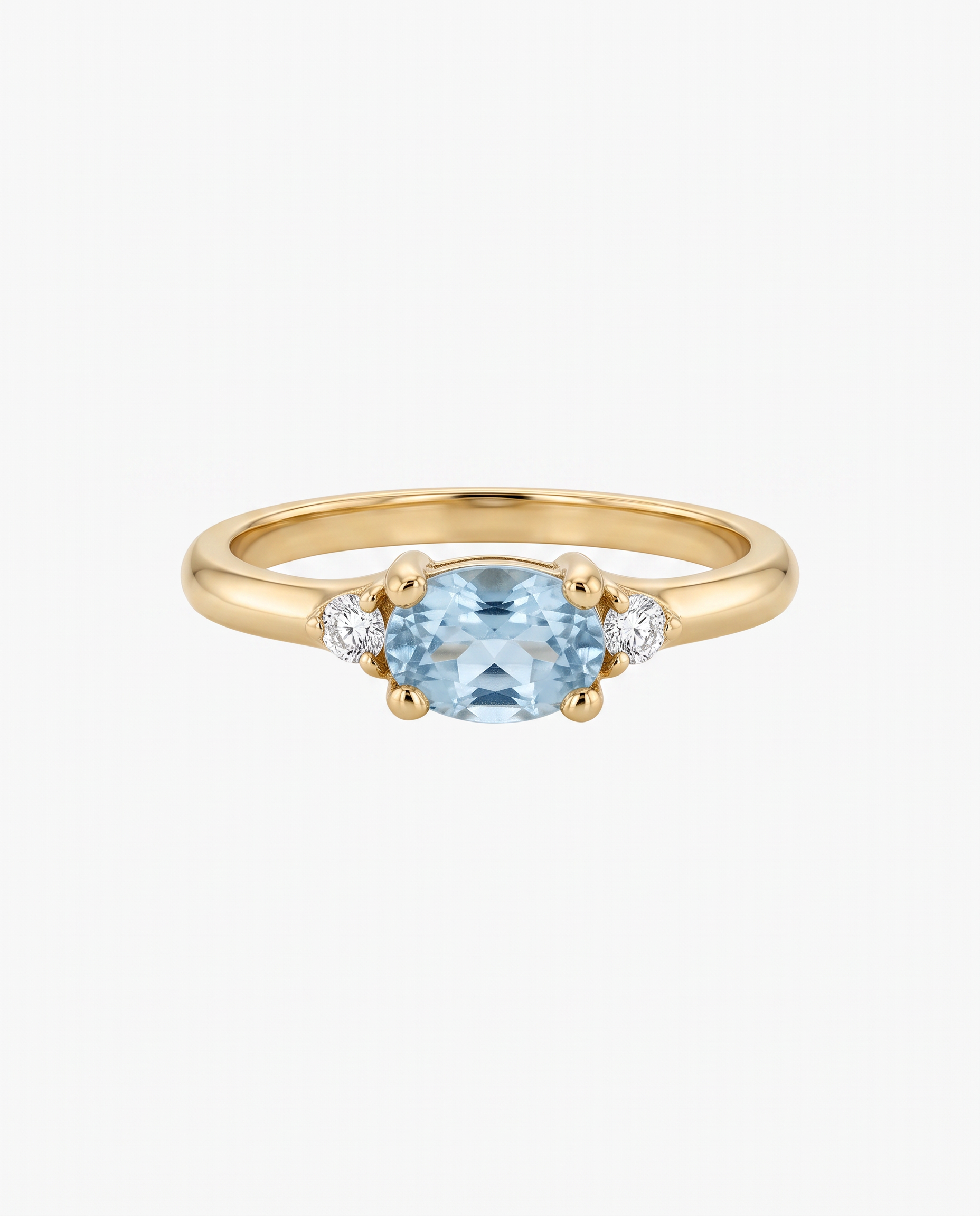 Anillo Topacio Celeste Oro 18K