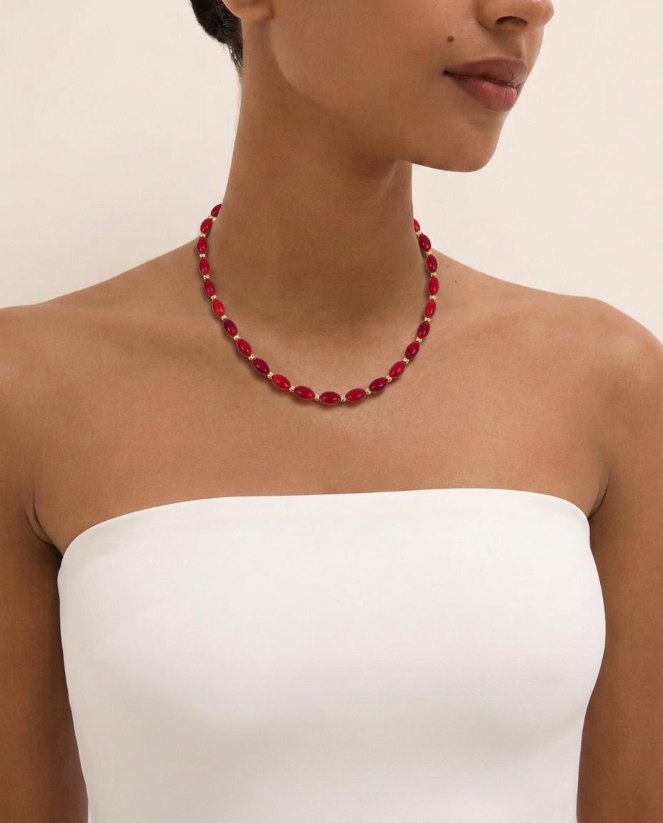 Collar Coral Ovalado
