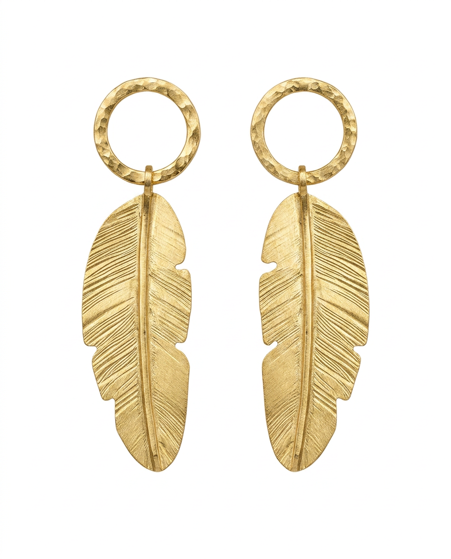 Aros Plumas Chicas Bronce