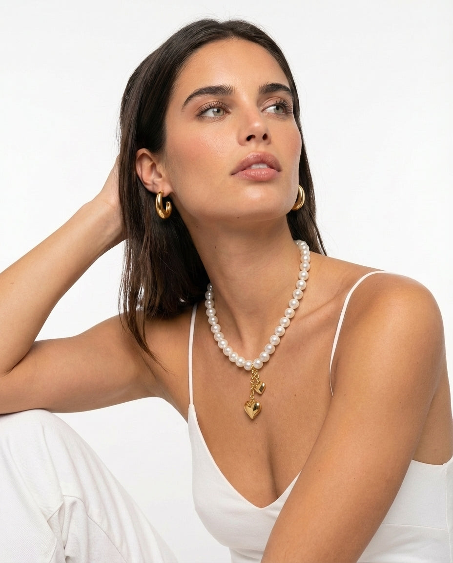 Collar Corazón Perlas
