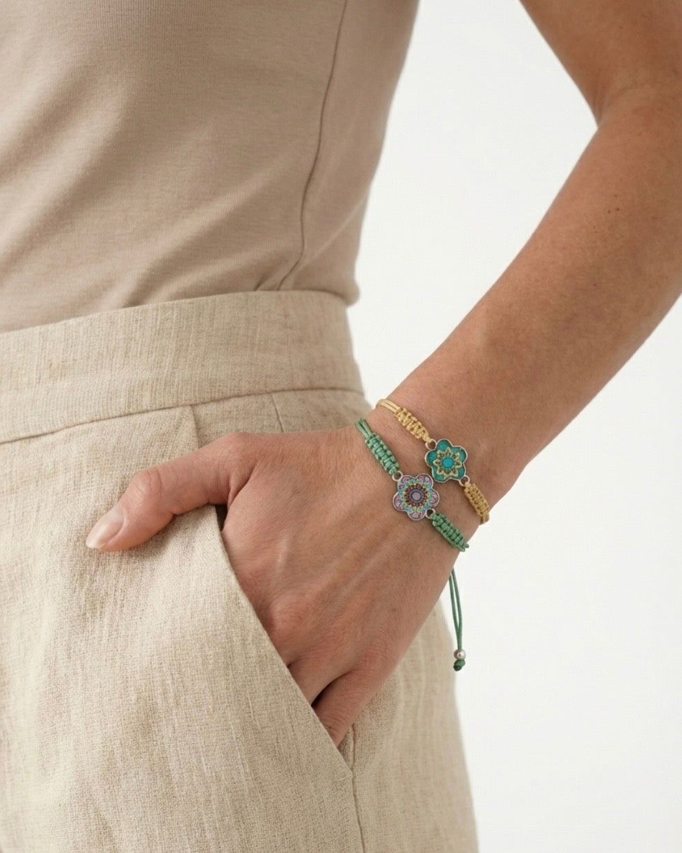 Pulsera Mándala Flor Silver