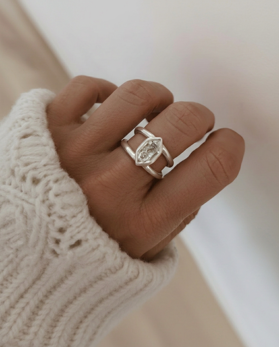 Anillo Herkimer Plata