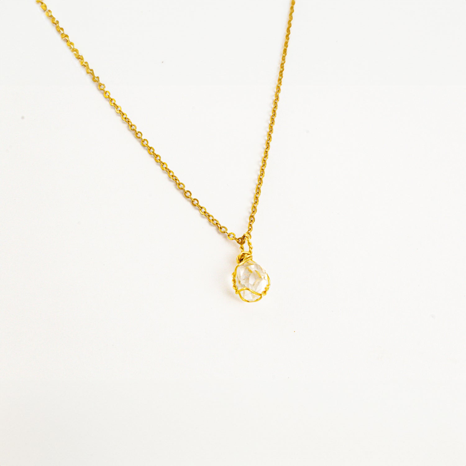 Collar Diamante Herkimer Oro